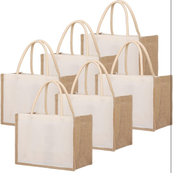 Burlap Tote Bags w/ Handles Reusable Bag for any occasion brand new (3 of them) - Picture 1 of 7